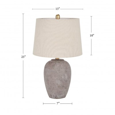 Ulysse Rustic Ceramic Pot Table Lamp With Drum Shade