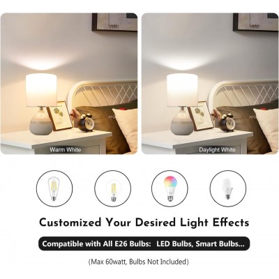 Vexa Small White Rustic Style Ceramic Bedside Table Lamp