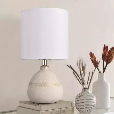 Vexa Small White Rustic Style Ceramic Bedside Table Lamp Vexa Small White Rustic Style Ceramic Bedside Table Lamp