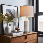 Rhen Farmhouse Boho Style Resin Living Room End Table Lamps