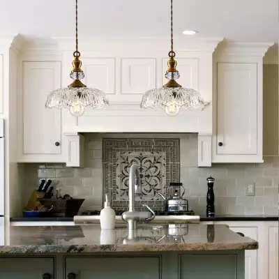 Jaime Antique Brass and Glass Flower Pendant Light Jaime Antique Brass and Glass Flower Pendant Light