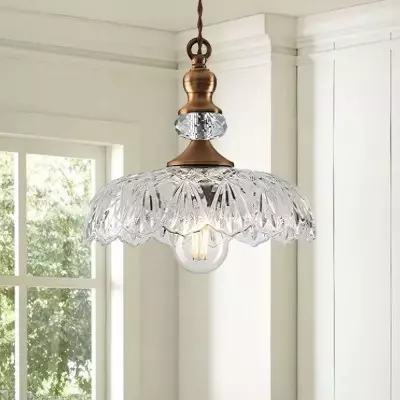Jaime Antique Brass and Glass Flower Pendant Light Jaime Antique Brass and Glass Flower Pendant Light