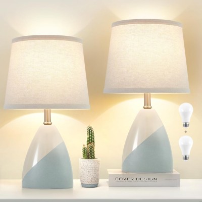 Fyrn Blue White 3 Color Temperatures Ceramic Bedside Lamps Fyrn Blue White 3 Color Temperatures Ceramic Bedside Lamps