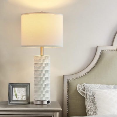 Soren Tall Farmhouse White Ceramic Livingroom Table Lamp Soren Tall Farmhouse White Ceramic Livingroom Table Lamp