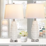 Xylia White Curvy Wave-Textured Ceramic Table Lamp Xylia White Curvy Wave-Textured Ceramic Table Lamp