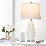 Xylia White Curvy Wave-Textured Ceramic Table Lamp Xylia White Curvy Wave-Textured Ceramic Table Lamp