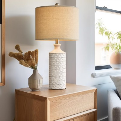 Vespero Farmhouse White Ceramic 3 Way Dimmable Touch Lamp Vespero Farmhouse White Ceramic 3 Way Dimmable Touch Lamp