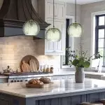 Yasmine Vintage Green Ribbed Glass Hanging Lamp