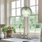 Yasmine Vintage Green Ribbed Glass Hanging Lamp