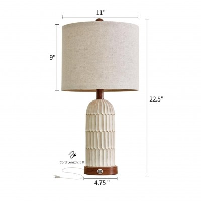 Ceyla Boho Style White Resin Living Room End Table Lamps