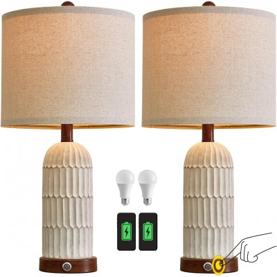 Ceyla Boho Style White Resin Living Room End Table Lamps