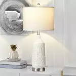 Darien White Wheat Texture Ceramic Nightstand Lamp
