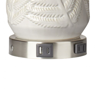 Darien White Wheat Texture Ceramic Nightstand Lamp