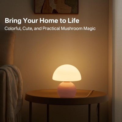 Evinth Mini Colorful Ceramic Base Mushroom Table Lamp Evinth Mini Colorful Ceramic Base Mushroom Table Lamp