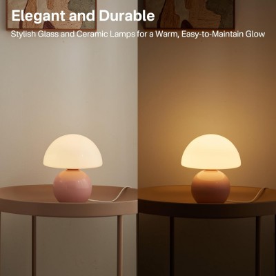 Evinth Mini Colorful Ceramic Base Mushroom Table Lamp Evinth Mini Colorful Ceramic Base Mushroom Table Lamp