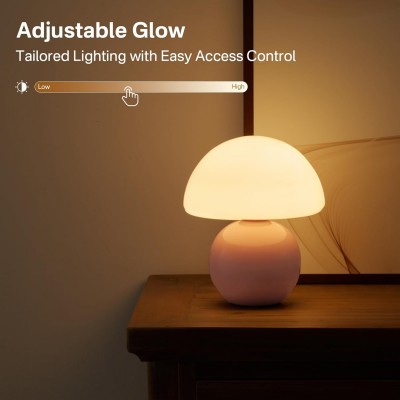 Evinth Mini Colorful Ceramic Base Mushroom Table Lamp Evinth Mini Colorful Ceramic Base Mushroom Table Lamp