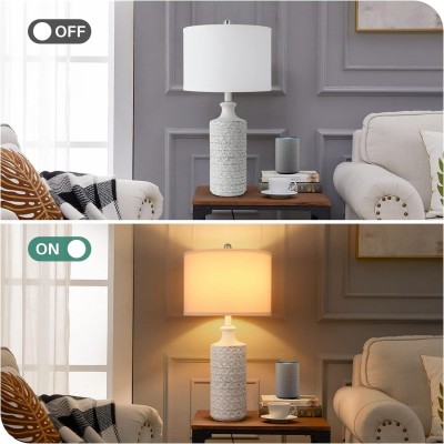 Gyrin White All Handmade Ceramic Rotary Bedside Nightstand Lamp