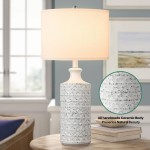 Gyrin White All Handmade Ceramic Rotary Bedside Nightstand Lamp Gyrin White All Handmade Ceramic Rotary Bedside Nightstand Lamp