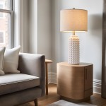 Cerule White Diamond Pattern Base Ceramic Living Room End Table Lamp