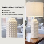 Cerule White Diamond Pattern Base Ceramic Living Room End Table Lamp