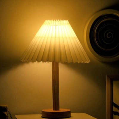 Dervish Small Pleated Wooden Base Table Lamp Dervish Small Pleated Wooden Base Table Lamp