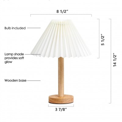 Dervish Small Pleated Wooden Base Table Lamp Dervish Small Pleated Wooden Base Table Lamp