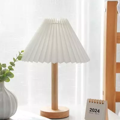 Dervish Small Pleated Wooden Base Table Lamp Dervish Small Pleated Wooden Base Table Lamp