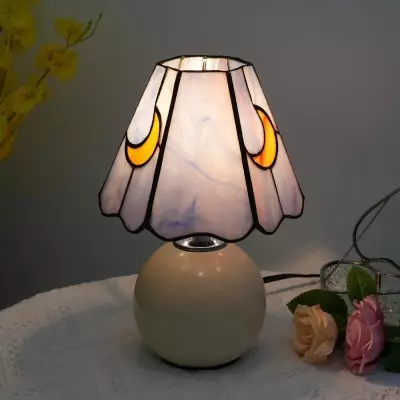 Eirwen Mini Tiffany Moon Bedside Lamp Eirwen Mini Tiffany Moon Bedside Lamp