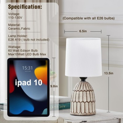 Iverna Mini Boho Hand-Painted Ceramic End Table Lamp Iverna Mini Boho Hand-Painted Ceramic End Table Lamp