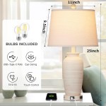 Jairus Cream Resin Ginger Jar Side Table Lamps For Living Room