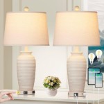 Jairus Cream Resin Ginger Jar Side Table Lamps For Living Room