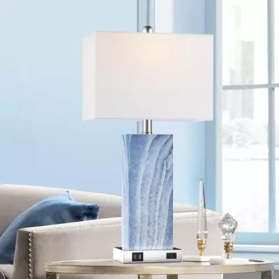 Lirwen Coastal Style Tall Rectangular Ceramic Lamp