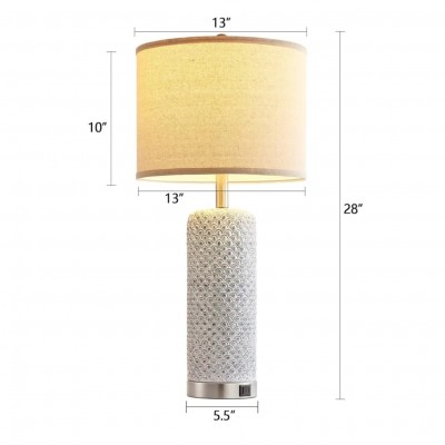 Maethor Large Textured Ceramic Living Room End Table Lamp