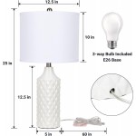 Palmyra White Diamond Protrusions Texture Ceramic Table Lamp