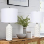 Palmyra White Diamond Protrusions Texture Ceramic Table Lamp