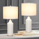 Palmyra White Diamond Protrusions Texture Ceramic Table Lamp