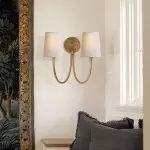 Benjamin Rustic Adjustable Travertine Wood Led Vanity Sconce