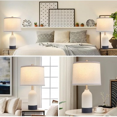 Quincey ‎Black White Ceramic Living Room End Table Lamp