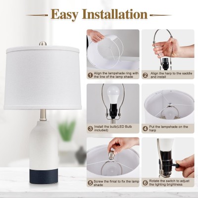 Quincey ‎Black White Ceramic Living Room End Table Lamp