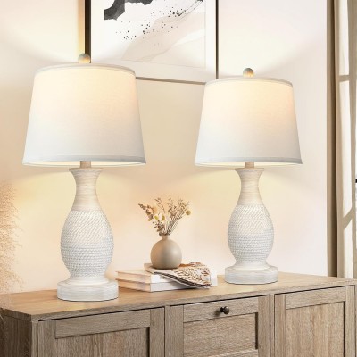 Raegun Large Distressed Gray Resin Table Lamp