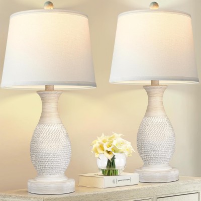 Raegun Large Distressed Gray Resin Table Lamp