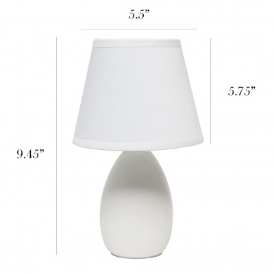 Urien Mini Egg Oval Off White Ceramic Table Desk Lamp