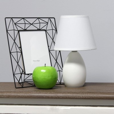 Urien Mini Egg Oval Off White Ceramic Table Desk Lamp