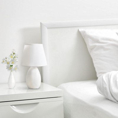 Urien Mini Egg Oval Off White Ceramic Table Desk Lamp