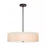 Yseult Beige Fabric Drum Shade Acrylic Rod Pendant Light