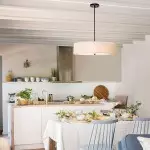 Yseult Beige Fabric Drum Shade Acrylic Rod Pendant Light