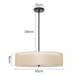 Yseult Beige Fabric Drum Shade Acrylic Rod Pendant Light