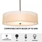 Yseult Beige Fabric Drum Shade Acrylic Rod Pendant Light