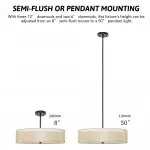 Yseult Beige Fabric Drum Shade Acrylic Rod Pendant Light