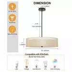 Yseult Beige Fabric Drum Shade Acrylic Rod Pendant Light